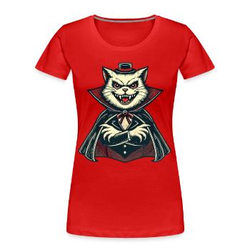 Vampir Katze Niedliche Halloween Katze - Frauen Premium Bio T-Shirt - Rot - Vorne - Mia (176cm)