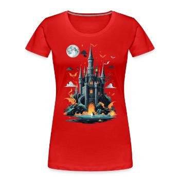 Château hanté effrayant Château hanté magique - T-shirt bio Premium Femme - rouge - Devant - Mia (176cm)