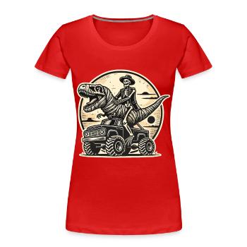 Dinosaures sur Monster Truck Motorsport Lovers - T-shirt bio Premium Femme - rouge - Devant - Mia (176cm)