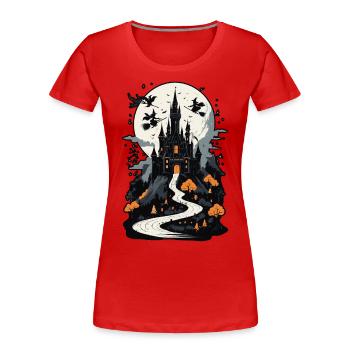 Château hanté effrayant Château hanté magique - T-shirt bio Premium Femme - rouge - Devant - Mia (176cm)