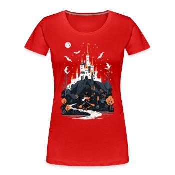 Château hanté effrayant Château hanté magique - T-shirt bio Premium Femme - rouge - Devant - Mia (176cm)