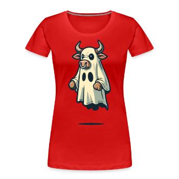 Drôle de vache fantôme bull feuille Halloween idée - T-shirt bio Premium Femme - rouge - Devant - Mia (176cm)
