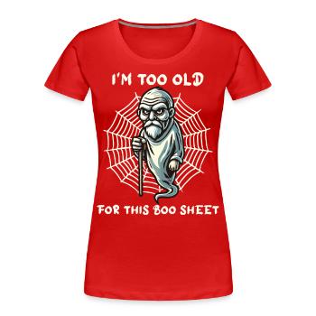 vieux Boo feuille drôle dire Design - T-shirt bio Premium Femme - rouge - Devant - Mia (176cm)