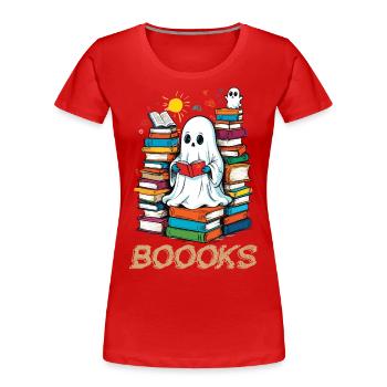 mignon amateur de livres fantôme drôle de dicton - T-shirt bio Premium Femme - rouge - Devant - Mia (176cm)