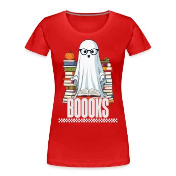 Mignon Amateur de Livres Fantôme - T-shirt bio Premium Femme - rouge - Devant - Mia (176cm)
