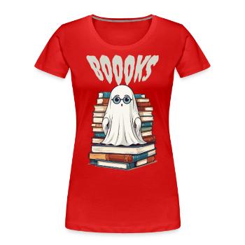 Mignon Amateur de Livres Fantôme - T-shirt bio Premium Femme - rouge - Devant - Mia (176cm)