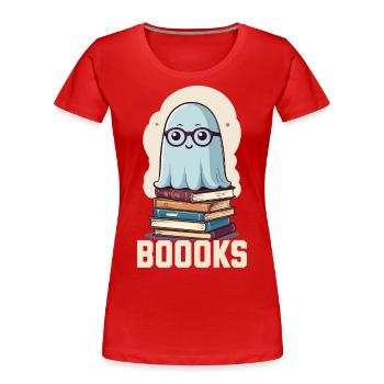 Mignon amateur de livres fantôme avec livre - T-shirt bio Premium Femme - rouge - Devant - Mia (176cm)