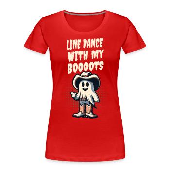 Cowboy Mit Boots Line Dance Gespenst Vintage Retro - Frauen Premium Bio T-Shirt - Rot - Vorne - Mia (176cm)
