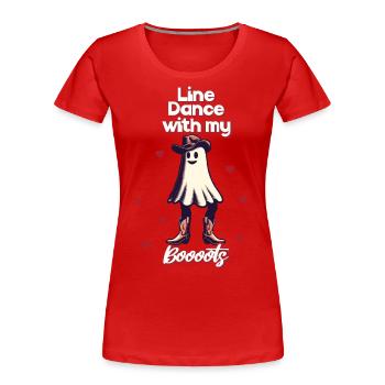 Lustiges Cowboy Mit Boots Line Dance Gespenst - Frauen Premium Bio T-Shirt - Rot - Vorne - Mia (176cm)