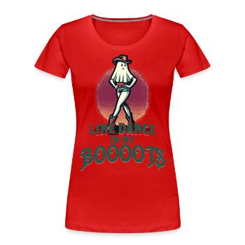 Cowboy Mit Boots Line Dance Gespenst Vintage Retro - Frauen Premium Bio T-Shirt - Rot - Vorne - Mia (176cm)