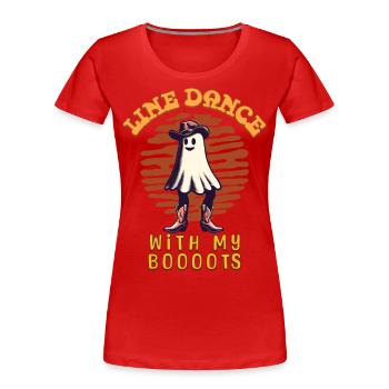 Cowboy Mit Boots Line Dance Gespenst - Frauen Premium Bio T-Shirt - Rot - Vorne - Mia (176cm)
