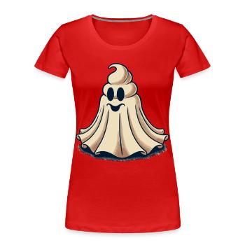 Drôle Caca Pile Ghost Bull Feuille Caca - T-shirt bio Premium Femme - rouge - Devant - Mia (176cm)