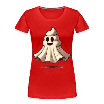 Drôle Caca Pile Ghost Bull Feuille Caca - T-shirt bio Premium Femme - rouge - Devant - Mia (176cm)