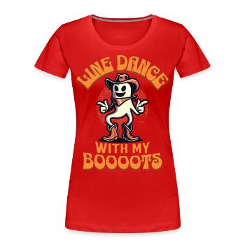 Cowboy Mit Boots Line Dance Gespenst Vintage Retro - Frauen Premium Bio T-Shirt - Rot - Vorne - Mia (176cm)