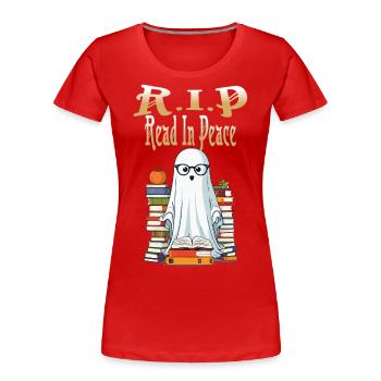 Mignon Amateur de Livres Fantôme Halloween - T-shirt bio Premium Femme - rouge - Devant - Mia (176cm)