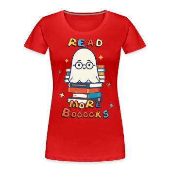 Mignon Amateur de Livres Fantôme Halloween - T-shirt bio Premium Femme - rouge - Devant - Mia (176cm)