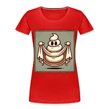 Drôle Caca Pile Ghost Bull Feuille Caca - T-shirt bio Premium Femme - rouge - Devant - Mia (176cm)
