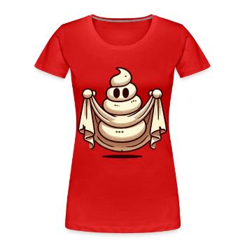 Drôle Caca Pile Ghost Bull Feuille Caca - T-shirt bio Premium Femme - rouge - Devant - Mia (176cm)