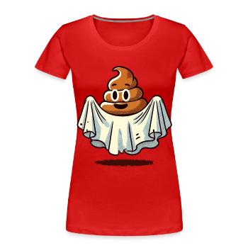 Drôle Caca Pile Ghost Bull Feuille Caca - T-shirt bio Premium Femme - rouge - Devant - Mia (176cm)