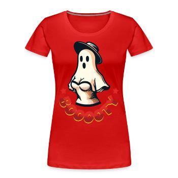 Lustiges Halloween Vintage retro Booty Geist Spaß - Frauen Premium Bio T-Shirt - Rot - Vorne - Mia (176cm)