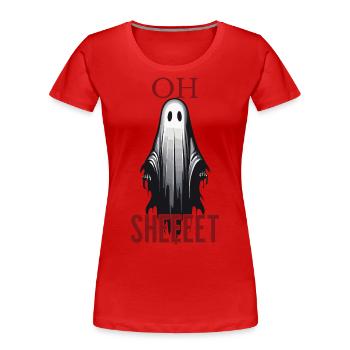 Halloween Oh Feuille Fantôme Drôle - T-shirt bio Premium Femme - rouge - Devant - Mia (176cm)