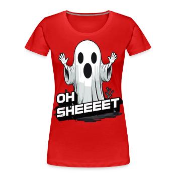 Halloween Oh Feuille Fantôme Drôle - T-shirt bio Premium Femme - rouge - Devant - Mia (176cm)