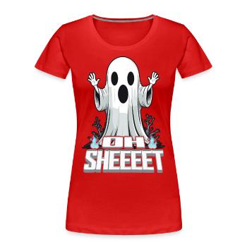 Halloween Oh Feuille Fantôme Drôle - T-shirt bio Premium Femme - rouge - Devant - Mia (176cm)
