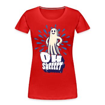 Halloween Fun Oh Feuille Fantôme Drôle - T-shirt bio Premium Femme - rouge - Devant - Mia (176cm)