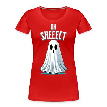 Halloween Oh Feuille Fantôme Drôle - T-shirt bio Premium Femme - rouge - Devant - Mia (176cm)