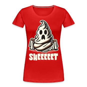Halloween Caca Drôle Feuille Fantôme - T-shirt bio Premium Femme - rouge - Devant - Mia (176cm)