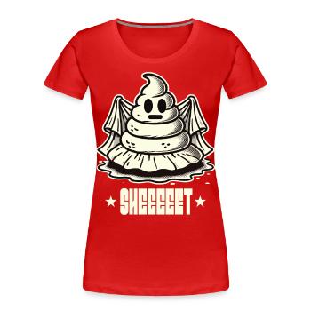 Feuille fantôme de tas de caca d’Halloween - T-shirt bio Premium Femme - rouge - Devant - Mia (176cm)