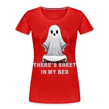 Humour fantôme d’Halloween au lit - T-shirt bio Premium Femme - rouge - Devant - Mia (176cm)