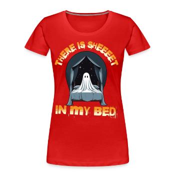 Humour fantôme d’Halloween au lit - T-shirt bio Premium Femme - rouge - Devant - Mia (176cm)