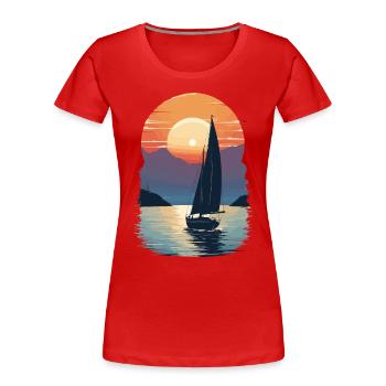 Sonnenuntergang Am Meer Segeln Abenteuer - Frauen Premium Bio T-Shirt - Rot - Vorne - Mia (176cm)