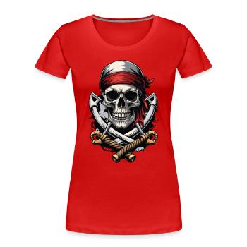 Piratenflaggen Skull Jolly Roger Pirat Kostüm - Frauen Premium Bio T-Shirt - Rot - Vorne - Mia (176cm)