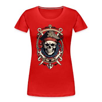 Piratenflaggen Skull Jolly Roger Pirat Kostüm - Frauen Premium Bio T-Shirt - Rot - Vorne - Mia (176cm)