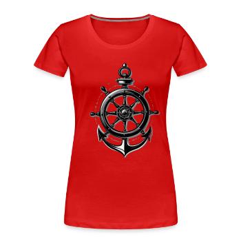 Conception du volant et de l’ancre maritime - T-shirt bio Premium Femme - rouge - Devant - Mia (176cm)