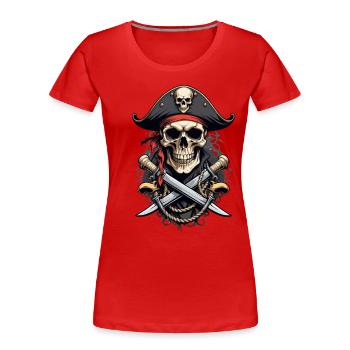 Piraten Kostüm Design Piratenflagge Jolly Roger - Frauen Premium Bio T-Shirt - Rot - Vorne - Mia (176cm)