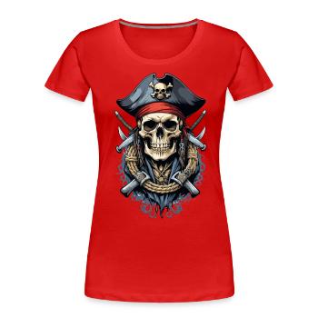 Piraten Kostüm Design Piratenflagge Jolly Roger - Frauen Premium Bio T-Shirt - Rot - Vorne - Mia (176cm)