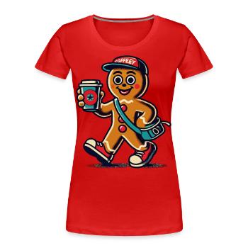 Drôle de snob en pain d’épice avec du café - T-shirt bio Premium Femme - rouge - Devant - Mia (176cm)