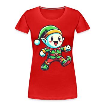 Fröhlicher Weihnachtszwerg Für Festliche Stimmung - Frauen Premium Bio T-Shirt - Rot - Vorne - Mia (176cm)