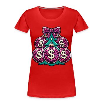 Arbre de Noël avec boules d’un dollar - T-shirt bio Premium Femme - rouge - Devant - Mia (176cm)