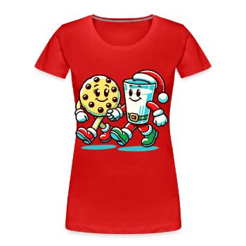 Joyeux Noël Biscuits Et Lait - T-shirt bio Premium Femme - rouge - Devant - Mia (176cm)