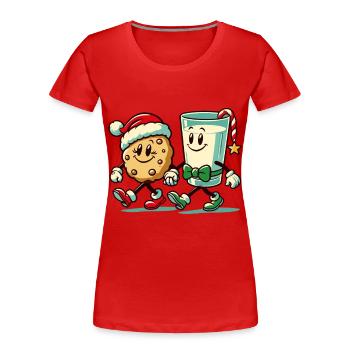 Joyeux Noël Biscuits et Amis du Lait - T-shirt bio Premium Femme - rouge - Devant - Mia (176cm)