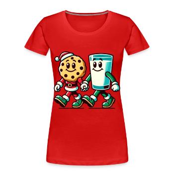 Biscuit de Noël et délice au lait - T-shirt bio Premium Femme - rouge - Devant - Mia (176cm)