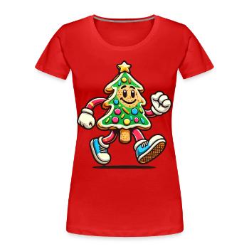 Figurine d’arbre à biscuits Joyeux Noël - T-shirt bio Premium Femme - rouge - Devant - Mia (176cm)