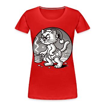 Chat au café de Noël - T-shirt bio Premium Femme - rouge - Devant - Mia (176cm)