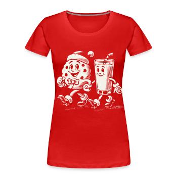 Joyeux Noël avec des biscuits et du lait - T-shirt bio Premium Femme - rouge - Devant - Mia (176cm)
