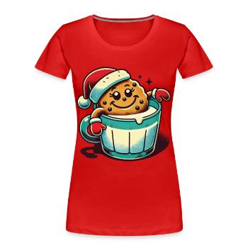 Tasse à biscuits vintage rétro de Noël - T-shirt bio Premium Femme - rouge - Devant - Mia (176cm)
