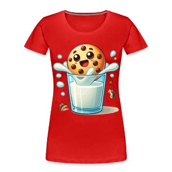 Joyeux biscuit dans un verre dépoli Noël - T-shirt bio Premium Femme - rouge - Devant - Mia (176cm)